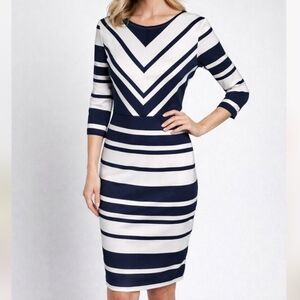 Vecceli Italy Navy and White Sheath Dress